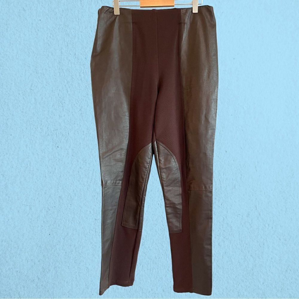 90s vintage brown faux leather pants equestrian britches
